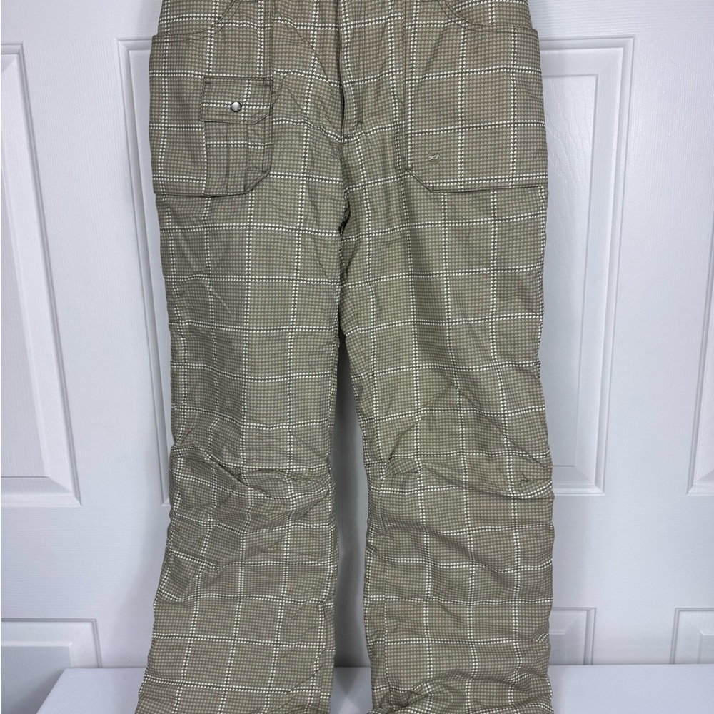 Orage Plaid Brown Snowboard Pants Ski Snow Insulated Waterproof‎ Women’s Small